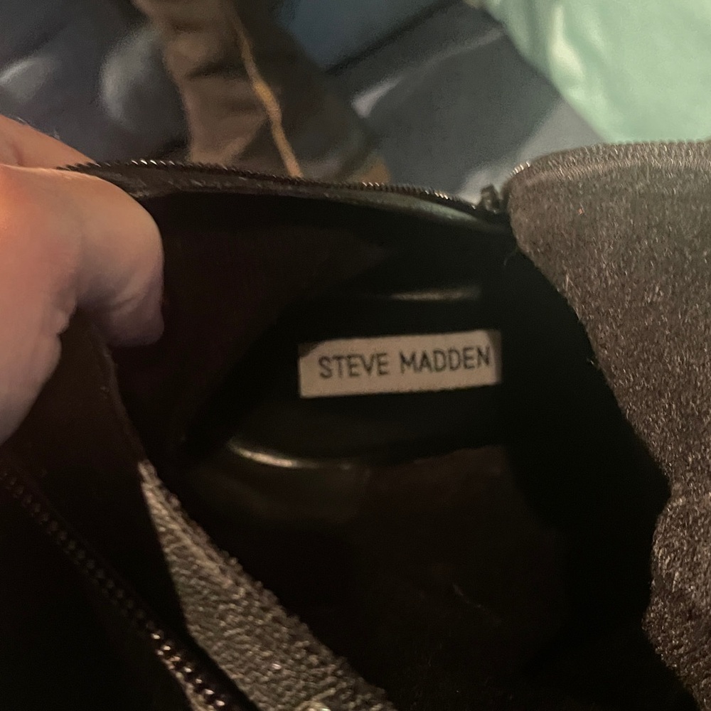 Steve Madden Tall Black Leather Boots - Classic Riding Style - Picture 2 of 8